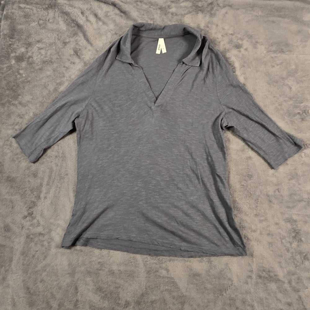 PACT Organic Cotton Polo Top Size‎ Large Gray Minimalist Sustainable